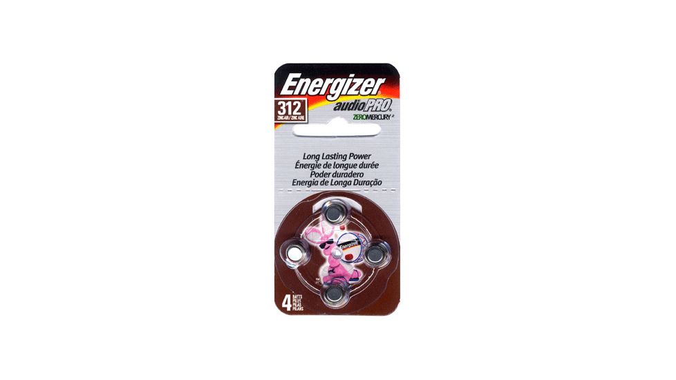 Energizer Hearing Aid Size 312 Batteries 1.4 Volts, 4 Pack Tear Pack AZ312E-4 