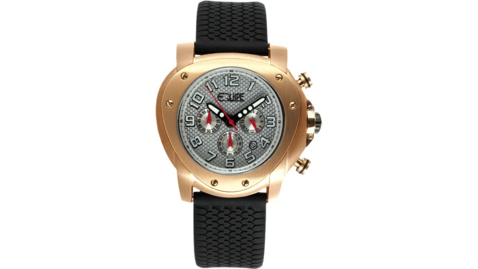 Equipe Grille Watches - Men's - 54mm Case, Quartz Movement, Black/Rose Gold, One Size, EQUE209