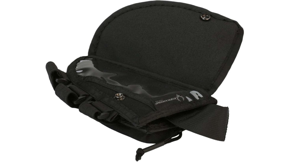 Evolution Outdoor Tactical Rifle Cheek Rest, Ammo Carrier, Polyester, Zippered Utility Pouch, Clear Pocket, Black