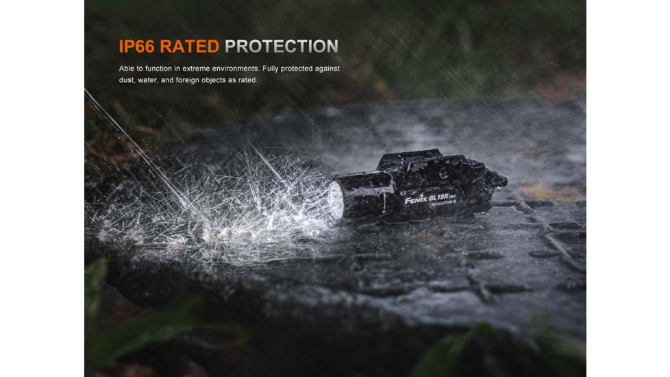 Fenix GL19R V2, Weapon Light, 1,200 Lumens, 3.7 Long, Fits GLOCK and 1913 Rails, Includes Rechargeable 18350 Battery and USB Type-C Charging Cable