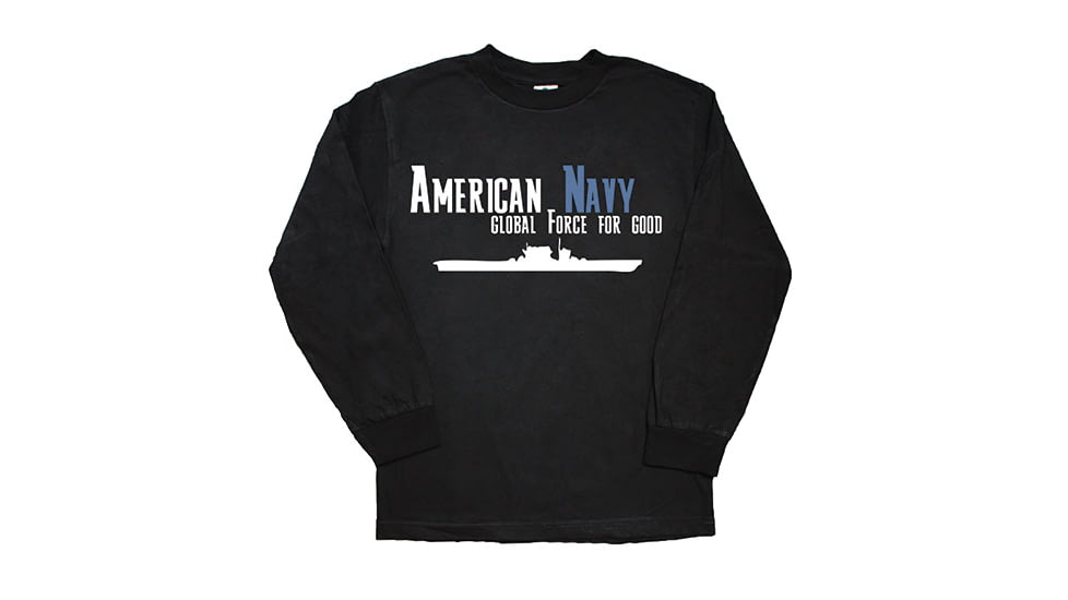 Fox Outdoor Long Sleeve Imprinted T-Shirt, American Navy - Black, Medium, 64-6342 M