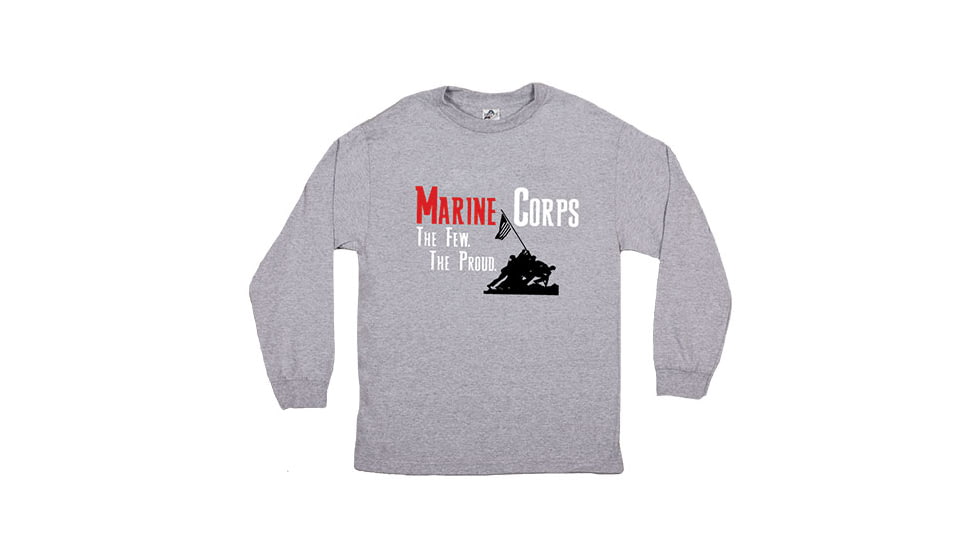Fox Outdoor Long Sleeve Imprinted T-Shirt, Marine Corp - Heather Grey, Extra Large, 64-6341 XL