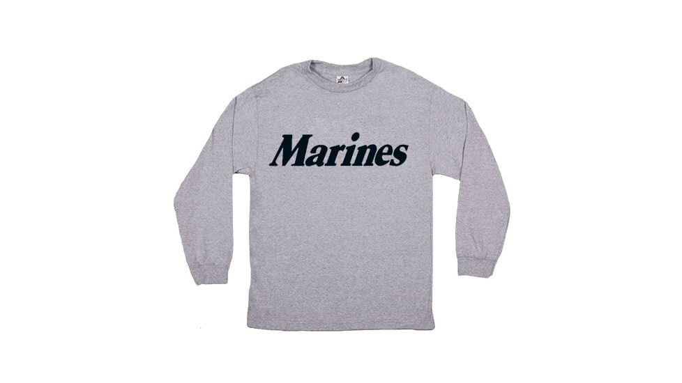 Fox Outdoor Long Sleeve Imprinted T-Shirt, Marines - Heather Grey - Black Imprint, Large, 64-63 L