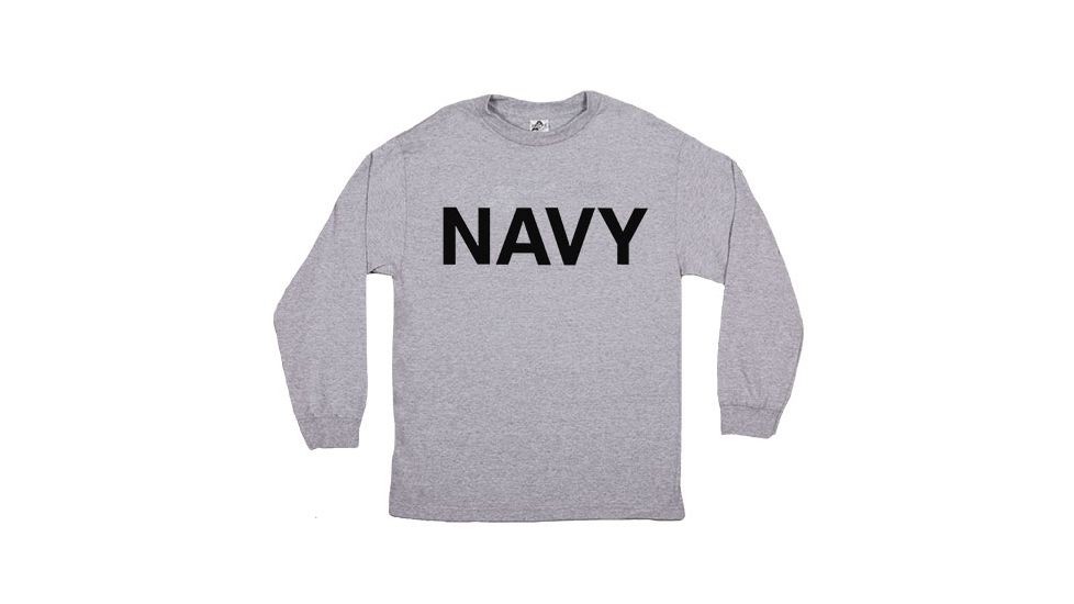 Fox Outdoor Long Sleeve Imprinted T-Shirt, Navy - Heather Grey, Large, 64-64 L