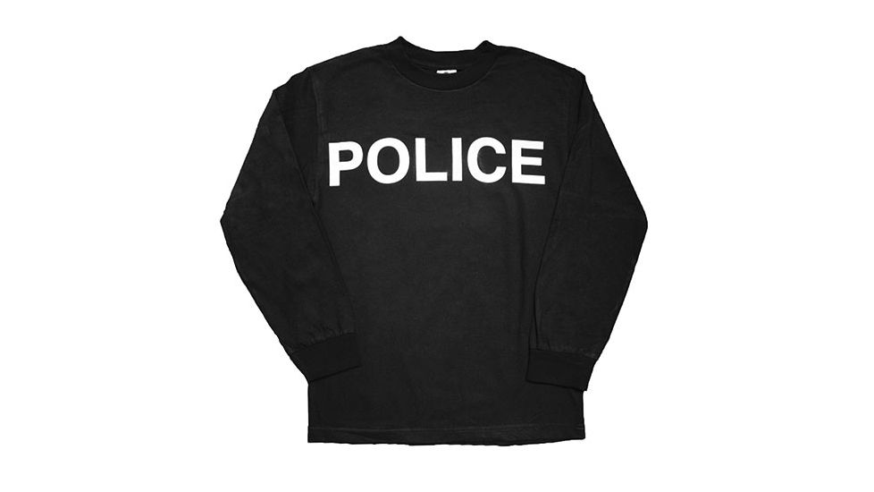 Fox Outdoor Long Sleeve Imprinted T-Shirt, Police - Black - White Imprint, 5XL, 64-648 5XL