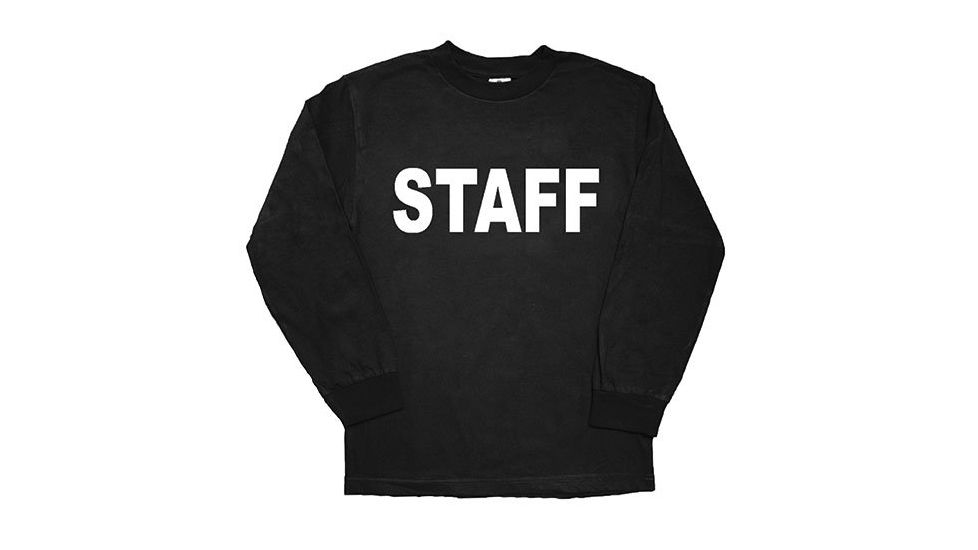 Fox Outdoor Long Sleeve Imprinted T-Shirt, Staff - Black - White Imprint, 4XL, 64-647 4XL