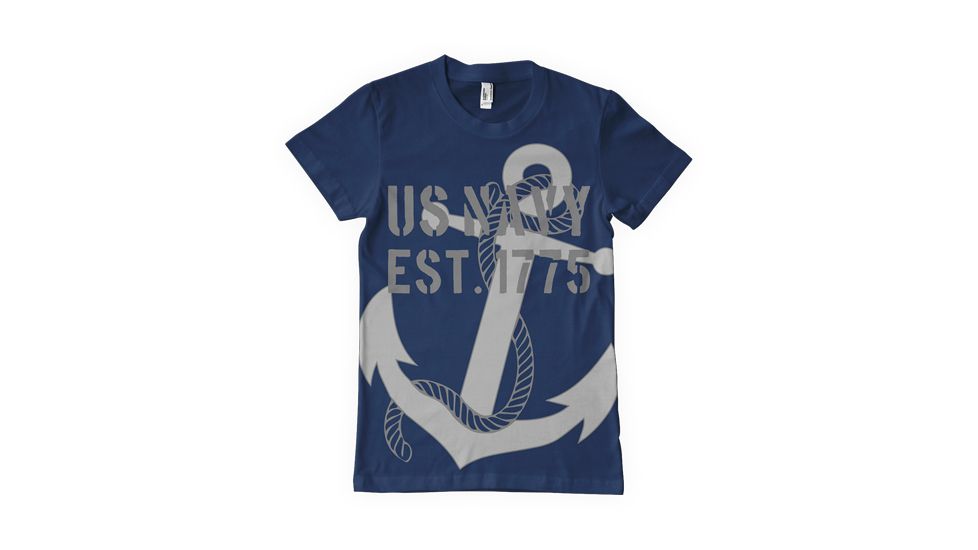 Fox Outdoor Navy One-Sided Imprinted T-Shirt, Navy Anchor / Navy, Medium 63-531 M