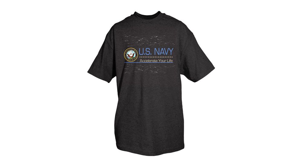 Fox Outdoor Navy One-Sided Imprinted T-Shirt, Accelerate Your Life / Black, Large, 64-4021 L