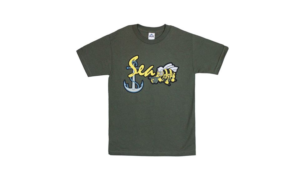 Fox Outdoor Navy One-Sided Imprinted T-Shirt, Sea Bee Anchor / Olive Drab, Large, 63-950 L