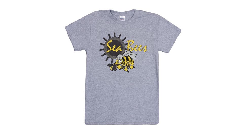 Fox Outdoor Navy One-Sided Imprinted T-Shirt, Sea Bee Helm / Heather Grey, Large, 63-951 L
