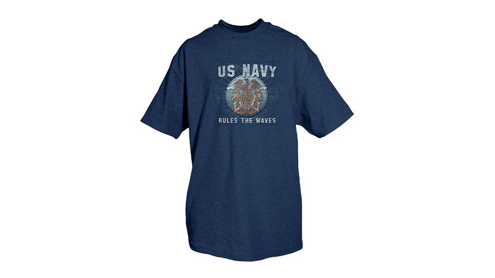 Fox Outdoor Navy One-Sided Imprinted T-Shirt, Navy Rules The Waves / Navy, Small, 63-75 S