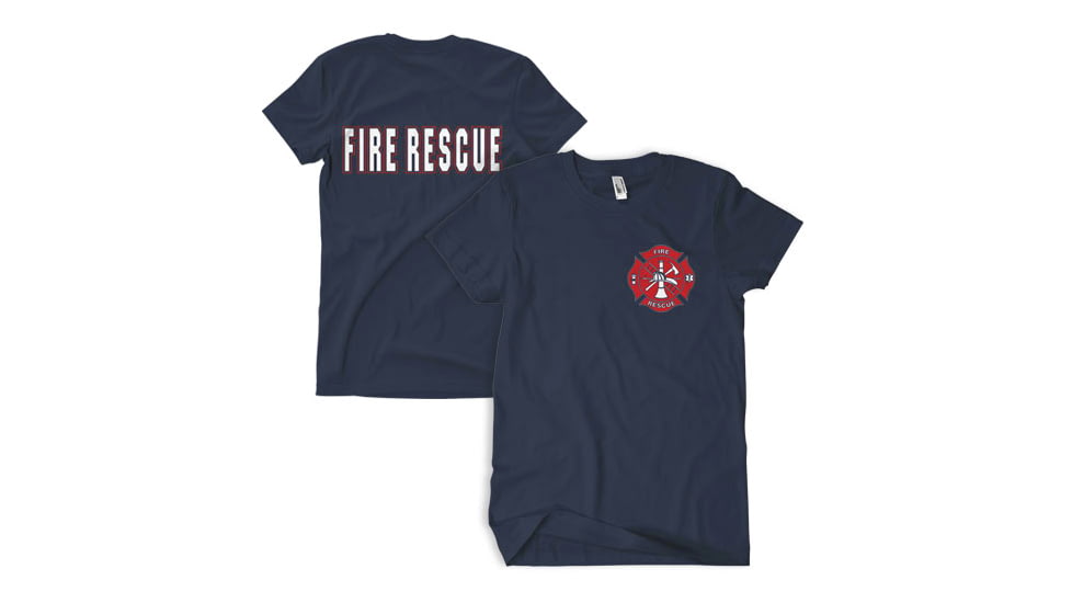 Fox Outdoor Two-Sided Imprinted T-Shirt - Men's, Large, Fire Rescue/Navy/Red/White Imprint, 64-624 L