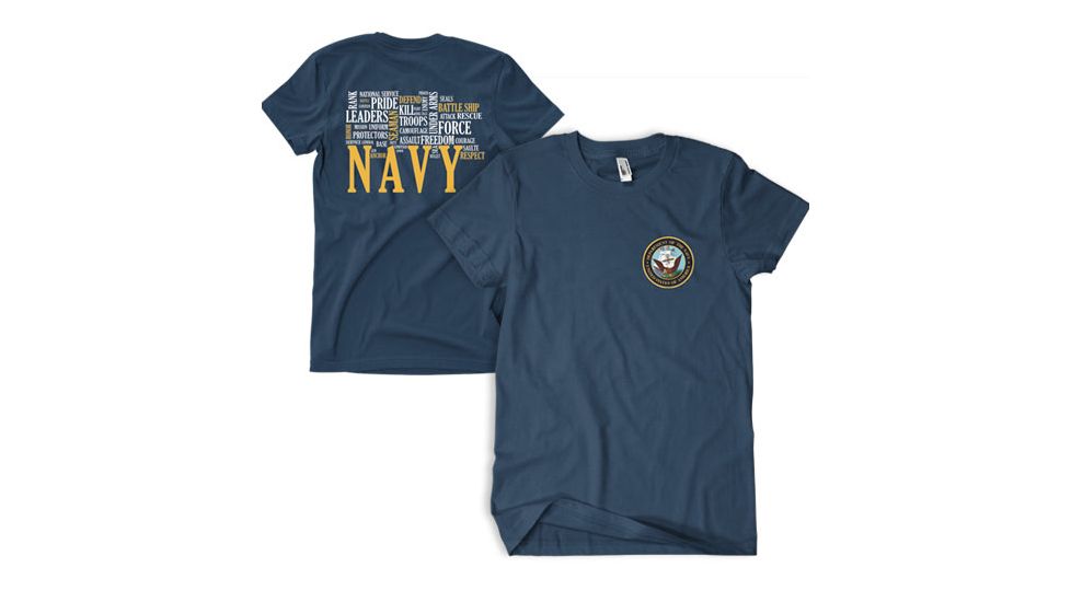 Fox Outdoor Two-Sided Imprinted T-Shirt - Men's, Large, Navy/Navy Descriptive Words, 63-4021 L