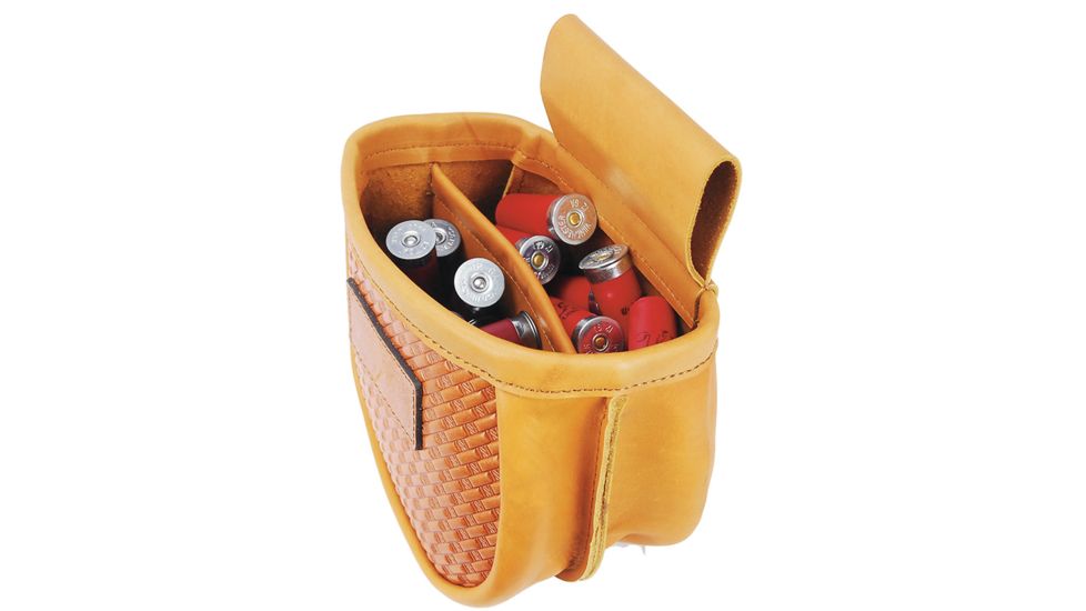 GPS Leather Double Shell Pouch Basket Weave holds 50 shells GPS-L760-2