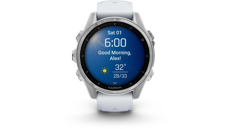 Garmin fenix 8 AMOLED 43mm GPS Watch, Silver with Whitestone Silicone Band, 010-02903-00