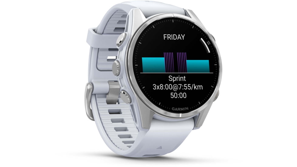 Garmin fenix 8 AMOLED 43mm GPS Watch, Silver with Whitestone Silicone Band, 010-02903-00