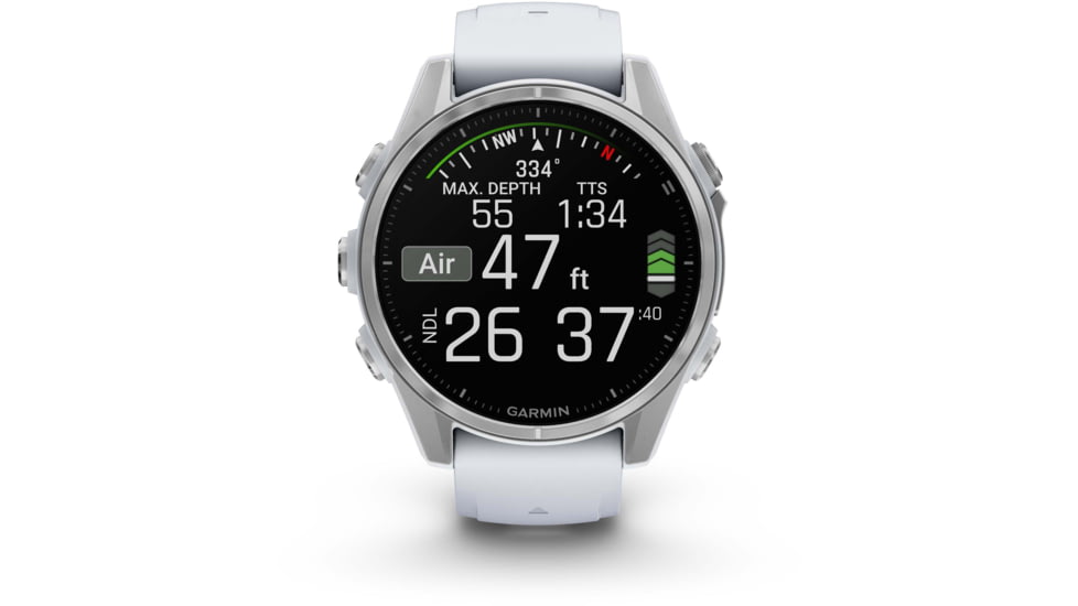 Garmin fenix 8 AMOLED 43mm GPS Watch, Silver with Whitestone Silicone Band, 010-02903-00