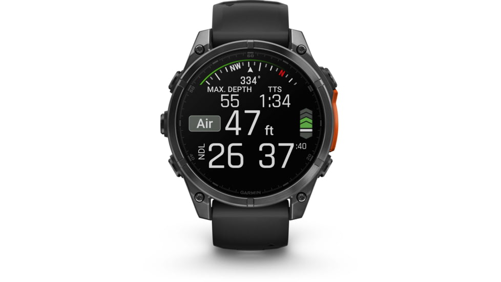 Garmin fenix 8 AMOLED 47mm GPS Watch, Slate Gray with Black Silicone Band, 010-02904-00