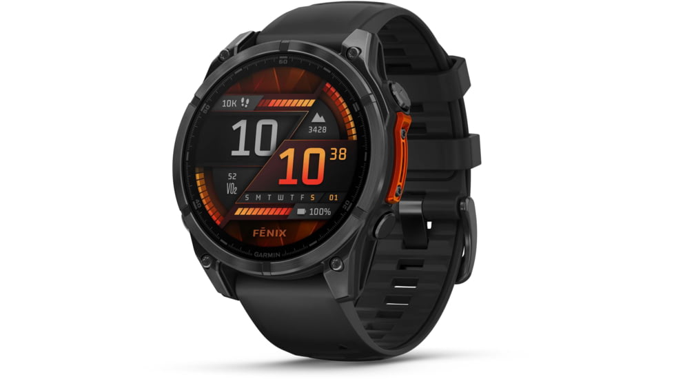Garmin fenix 8 AMOLED 47mm GPS Watch, Slate Gray with Black Silicone Band, 010-02904-00