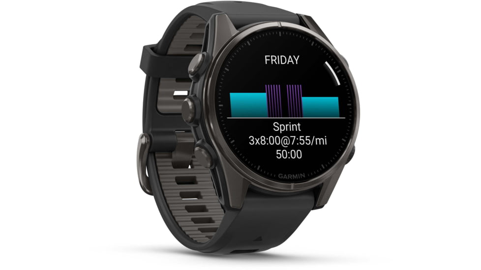Garmin fenix 8 AMOLED 43mm GPS Watch, Sapphire, Carbon Gray DLC Titanium with Black/Pebble Gray Silicone, 010-02903-20