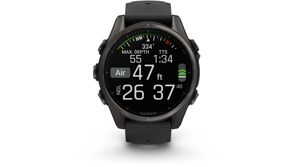 Garmin fenix 8 AMOLED 43mm GPS Watch, Sapphire, Carbon Gray DLC Titanium with Black/Pebble Gray Silicone, 010-02903-20