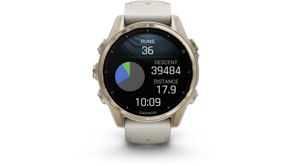 Garmin fenix 8 AMOLED 43mm GPS Watch, Sapphire, Soft Gold with Fog Gray/Dark Sandstone Silicone Band, 010-02903-10