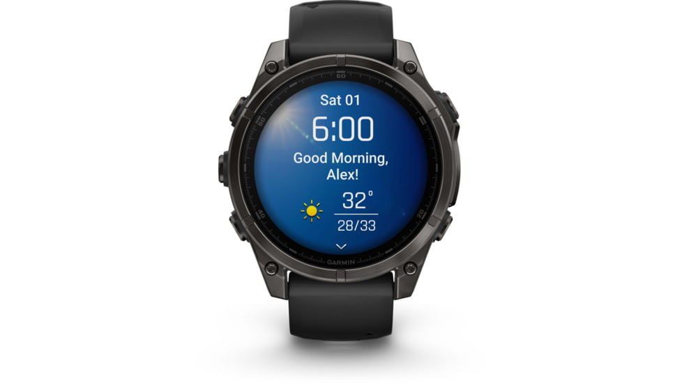 Garmin fenix 8 AMOLED 47mm GPS Watch, Sapphire, Carbon Gray DLC Titanium with Black/Pebble Gray Silicone, 010-02904-20