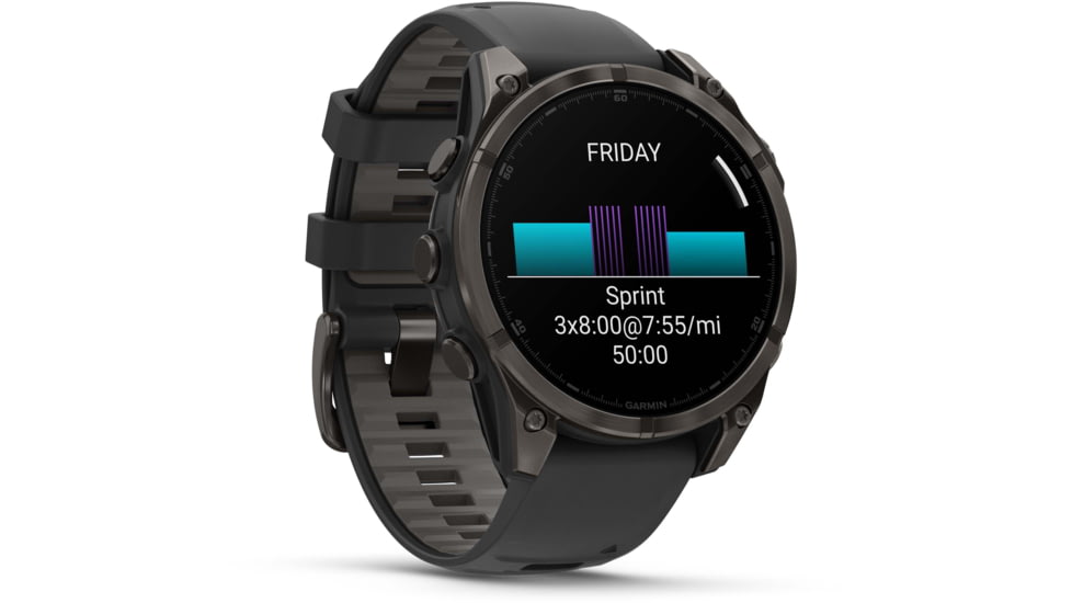 Garmin fenix 8 AMOLED 47mm GPS Watch, Sapphire, Carbon Gray DLC Titanium with Black/Pebble Gray Silicone, 010-02904-20