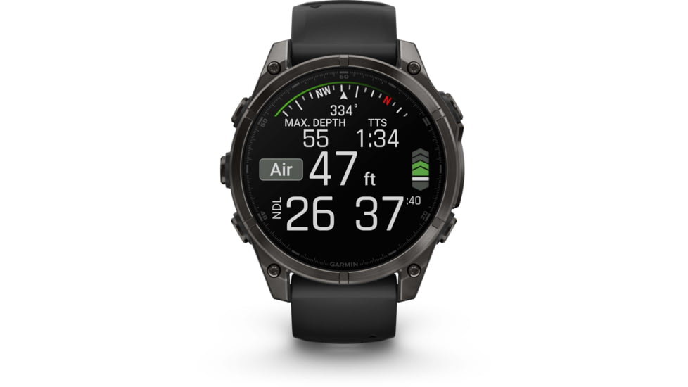 Garmin fenix 8 AMOLED 47mm GPS Watch, Sapphire, Carbon Gray DLC Titanium with Black/Pebble Gray Silicone, 010-02904-20