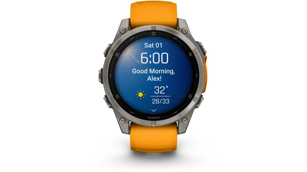 Garmin fenix 8 AMOLED 47mm GPS Watch, Sapphire, Titanium with Spark Orange/Graphite Silicone Band, 010-02904-10