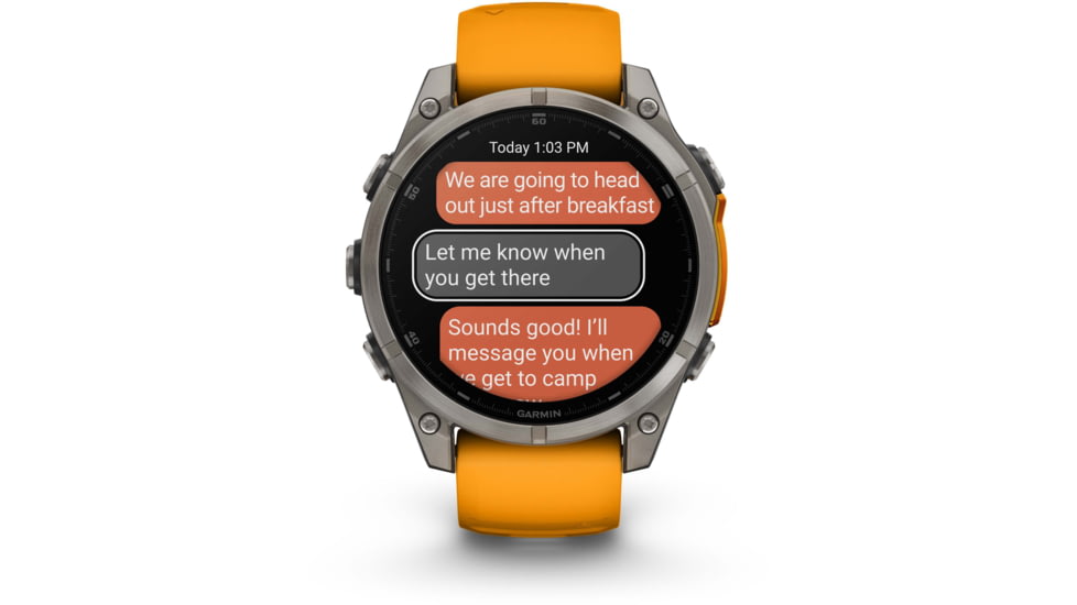 Garmin fenix 8 AMOLED 47mm GPS Watch, Sapphire, Titanium with Spark Orange/Graphite Silicone Band, 010-02904-10