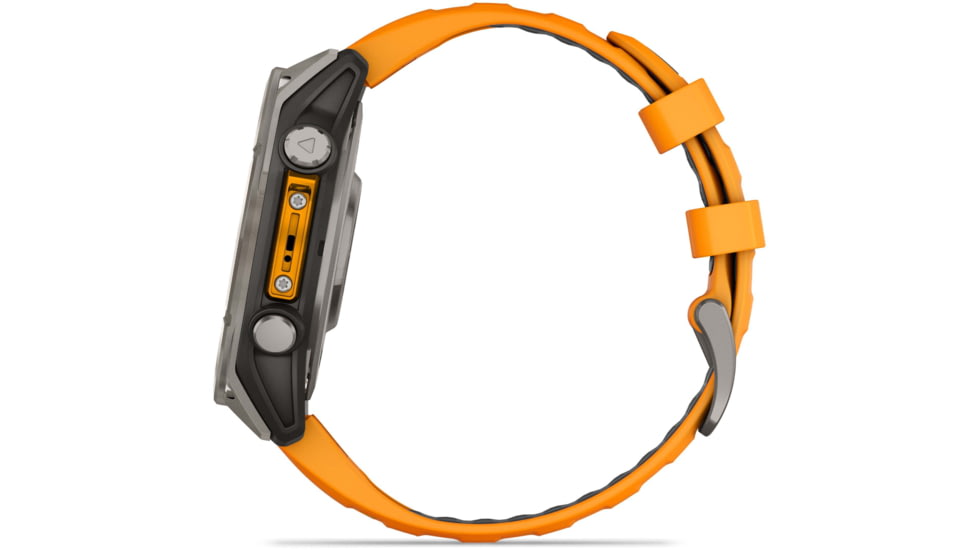 Garmin fenix 8 AMOLED 47mm GPS Watch, Sapphire, Titanium with Spark Orange/Graphite Silicone Band, 010-02904-10