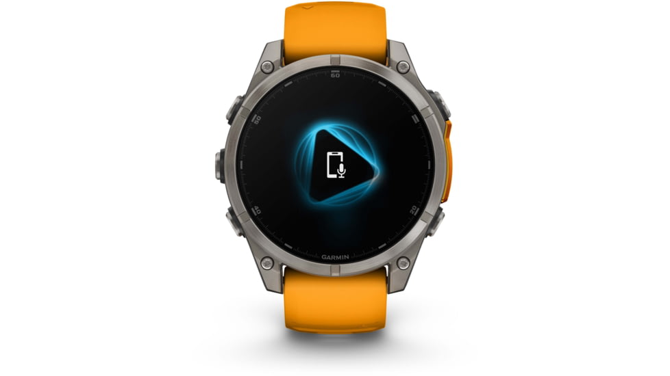 Garmin fenix 8 AMOLED 47mm GPS Watch, Sapphire, Titanium with Spark Orange/Graphite Silicone Band, 010-02904-10