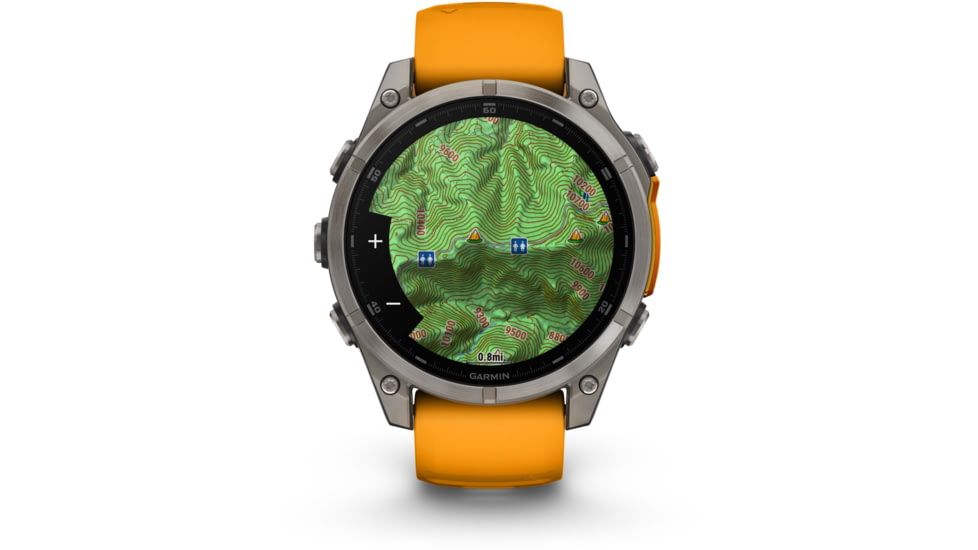 Garmin fenix 8 AMOLED 47mm GPS Watch, Sapphire, Titanium with Spark Orange/Graphite Silicone Band, 010-02904-10