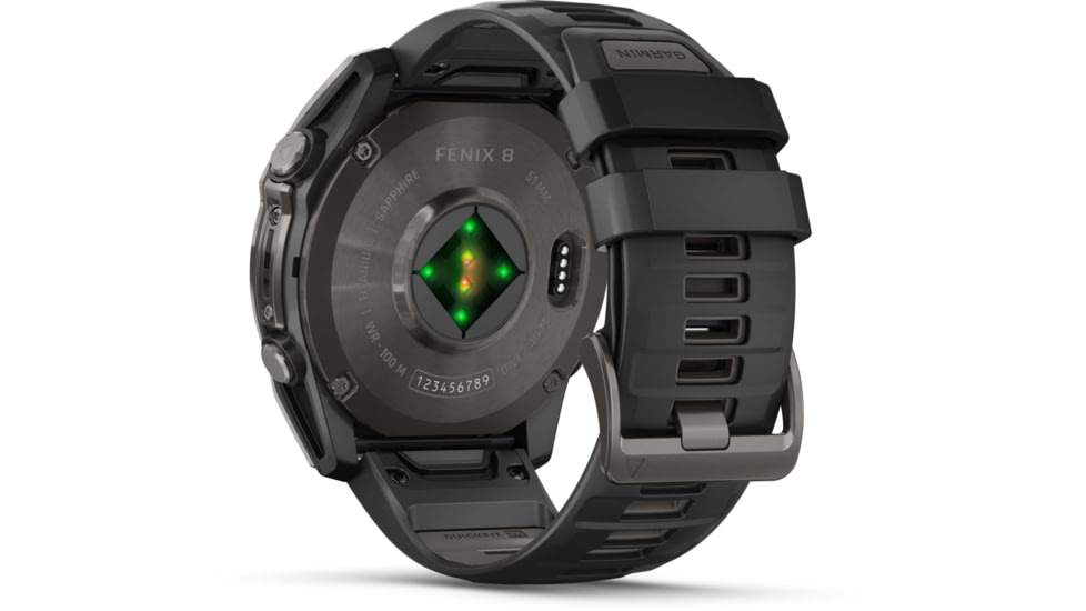 Garmin fenix 8 AMOLED 51mm GPS Watch, Sapphire, Carbon Gray DLC Titanium with Black/Pebble Gray Silicone, 010-02905-20