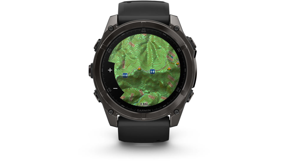 Garmin fenix 8 AMOLED 51mm GPS Watch, Sapphire, Carbon Gray DLC Titanium with Black/Pebble Gray Silicone, 010-02905-20