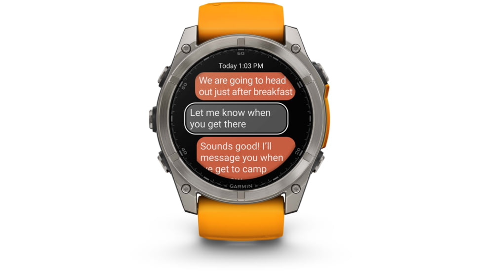 Garmin fenix 8 AMOLED 51mm GPS Watch, Sapphire, Titanium with Spark Orange/Graphite Silicone Band, 010-02905-10