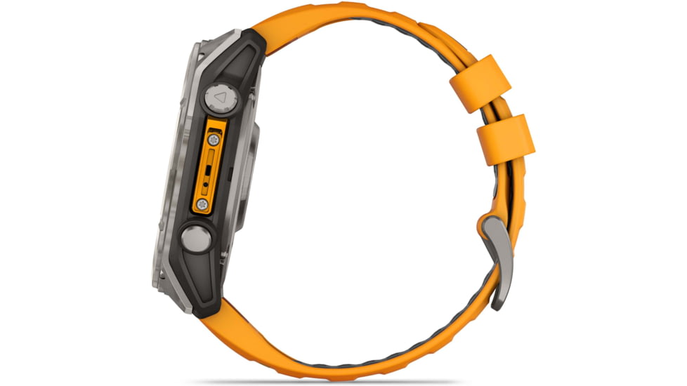 Garmin fenix 8 AMOLED 51mm GPS Watch, Sapphire, Titanium with Spark Orange/Graphite Silicone Band, 010-02905-10