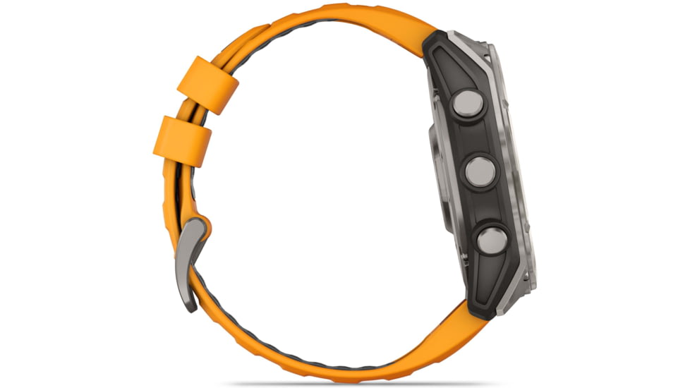 Garmin fenix 8 AMOLED 51mm GPS Watch, Sapphire, Titanium with Spark Orange/Graphite Silicone Band, 010-02905-10