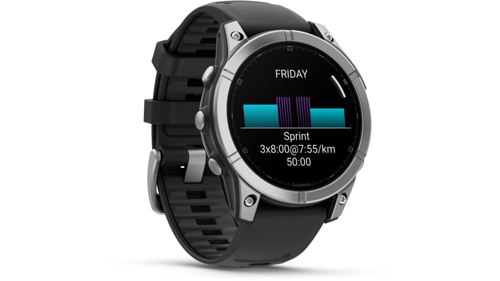 Garmin fenix E AMOLED 47mm GPS Watch, Slate Gray Steel with Black Silicone Band, 010-03025-03