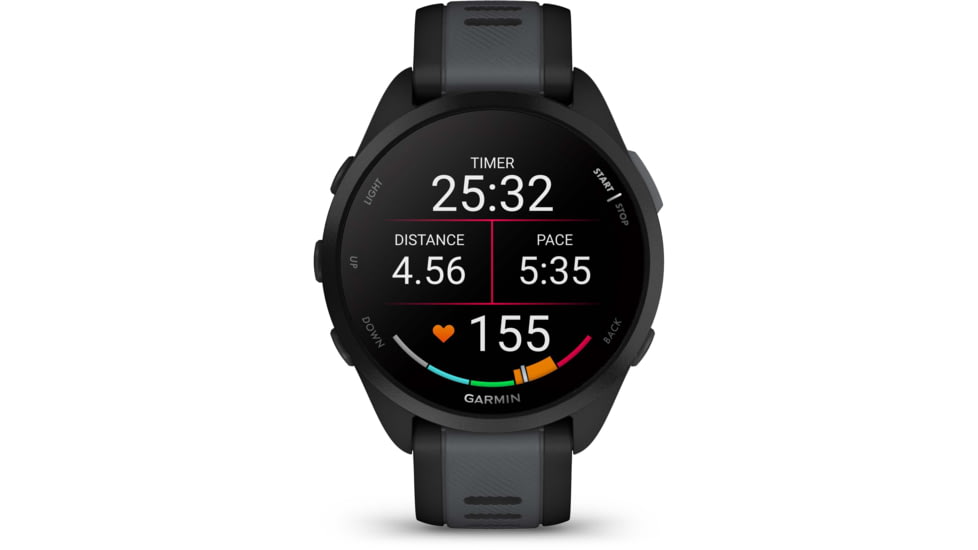 Garmin Forerunner 165 43mm Watch, Black/Slate Gray, 010-02863-20