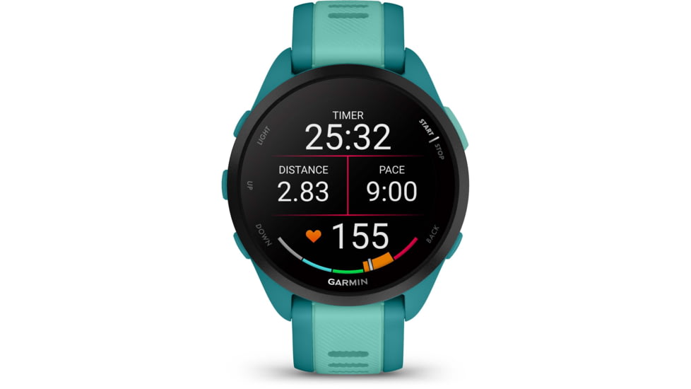 Garmin Forerunner 165 Music 43mm Watch, Turquoise/Aqua, 010-02863-32