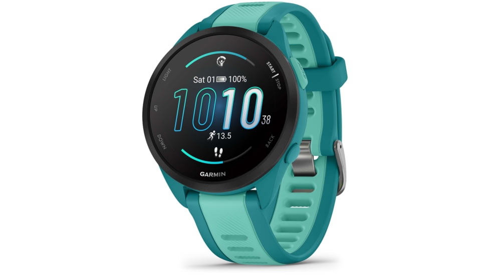 Garmin Forerunner 165 Music 43mm Watch, Turquoise/Aqua, 010-02863-32
