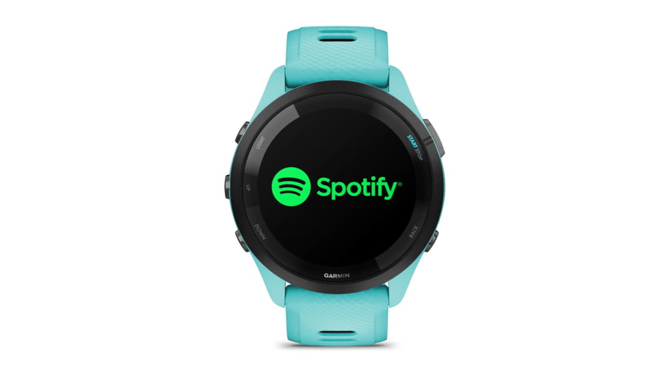 Garmin Forerunner 265 Watch, Black Bezel w/ Aqua Case and Aqua/Black Silicone Band, 010-02810-02