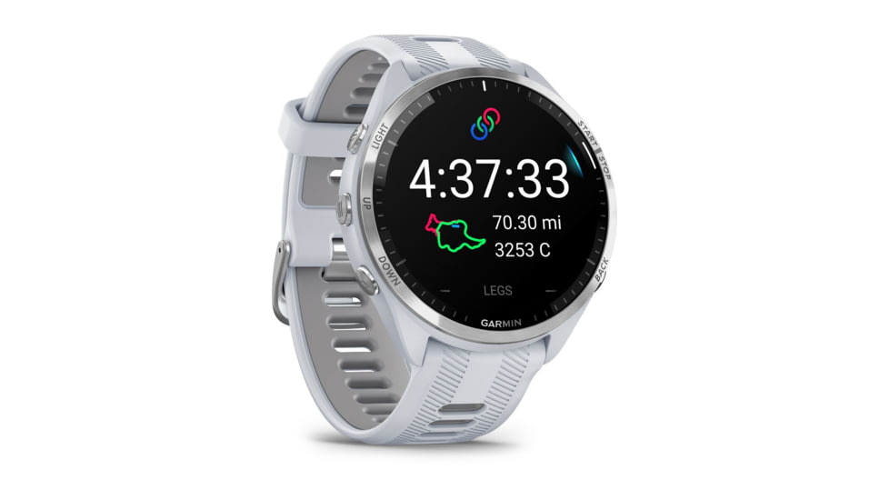 Garmin Forerunner 965, Titanium Bezel w/ Whitestone Case and Whitestone/Powder Gray Silicone Band, 010-02809-01