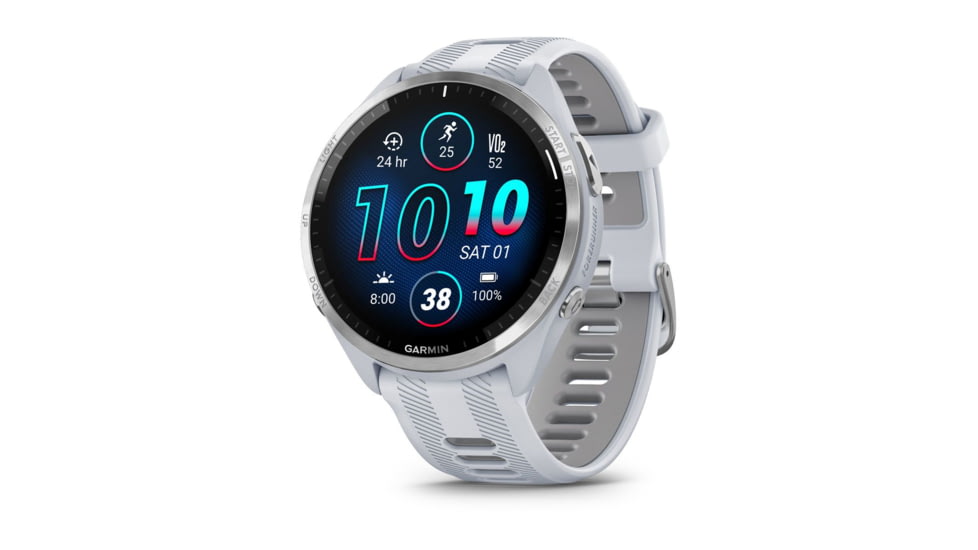 Garmin Forerunner 965, Titanium Bezel w/ Whitestone Case and Whitestone/Powder Gray Silicone Band, 010-02809-01