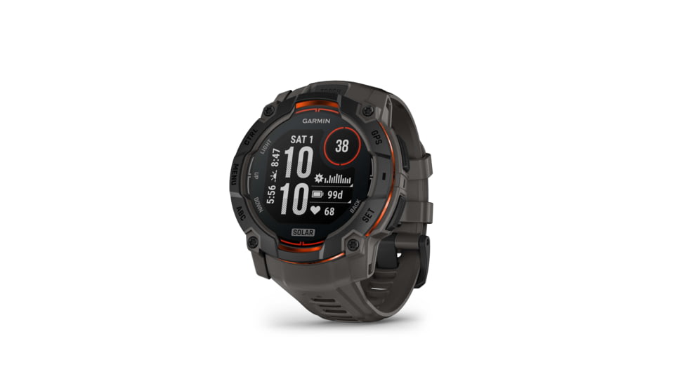 Garmin Instinct 3 Solar GPS Watch, 50mm dia, Black/Charcoal, 010-02935-00
