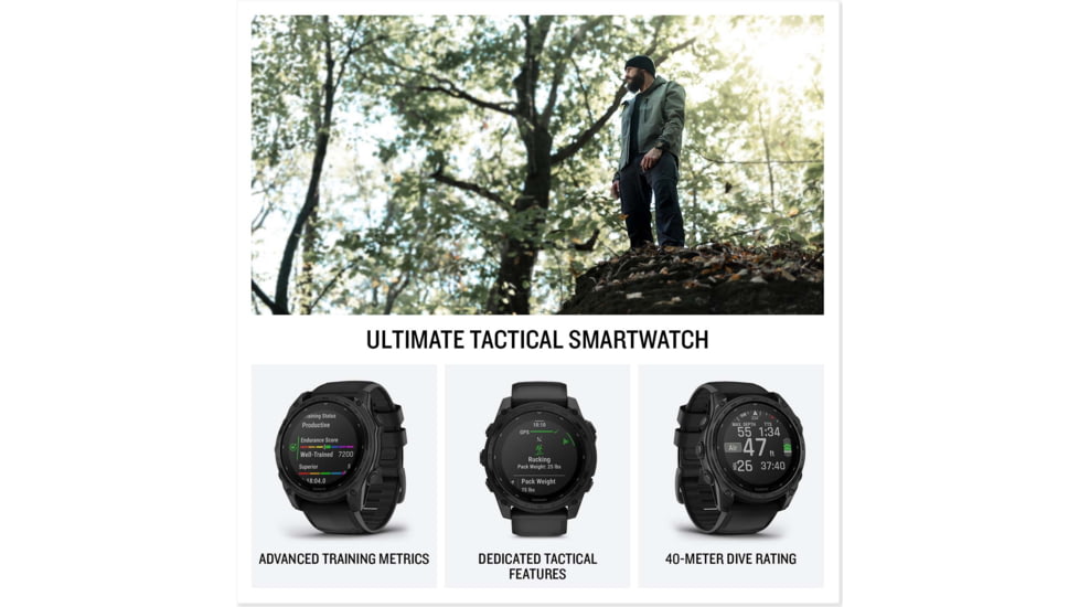 Garmin Tactix 8 Premium Tactical GPS Watch - AMOLED, 47mm, Black, 010-03405-00