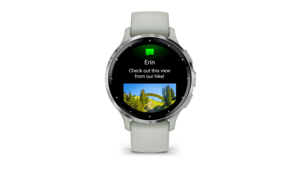 Garmin Venu 3S Watch, Silver Stainless Steel Bezel w/ Sage Gray Case and Silicone Band, 010-02785-01