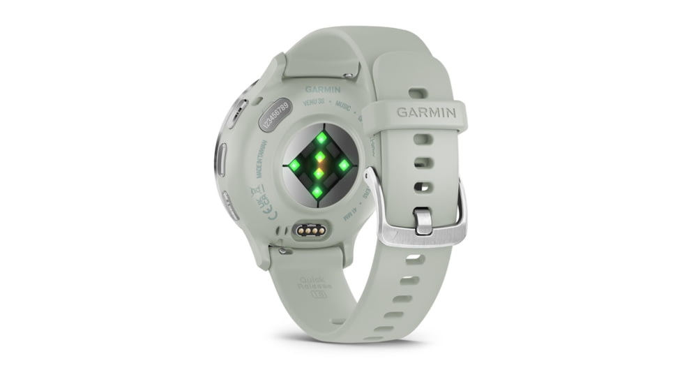 Garmin Venu 3S Watch, Silver Stainless Steel Bezel w/ Sage Gray Case and Silicone Band, 010-02785-01